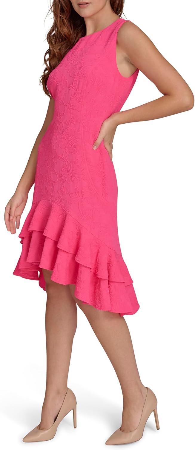 Женское многоярусное платье миди без рукавов от Tommy Hilfiger, Hot Pink — фото 3