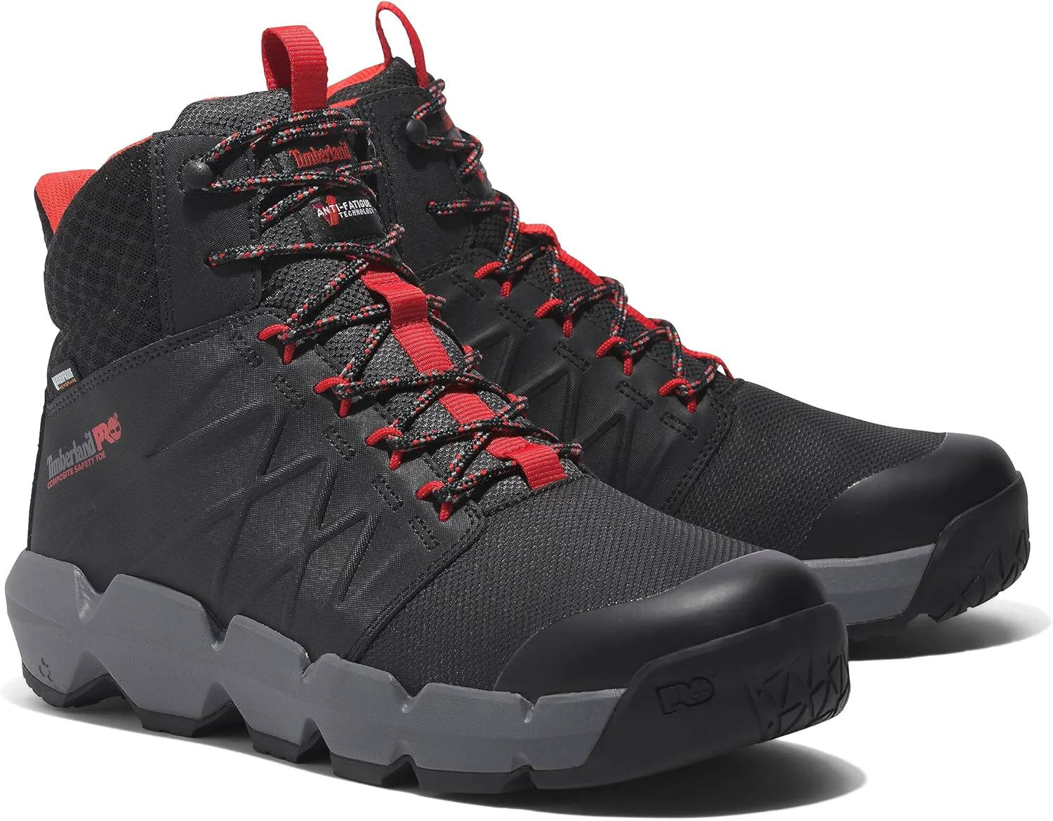 Мужские кроссовки-ботинки Timberland PRO Morphix 6" с композитным защитным носком, водонепроницаемые, в индустриальном стиле, для повседневной носки, черный/красный — фото 4