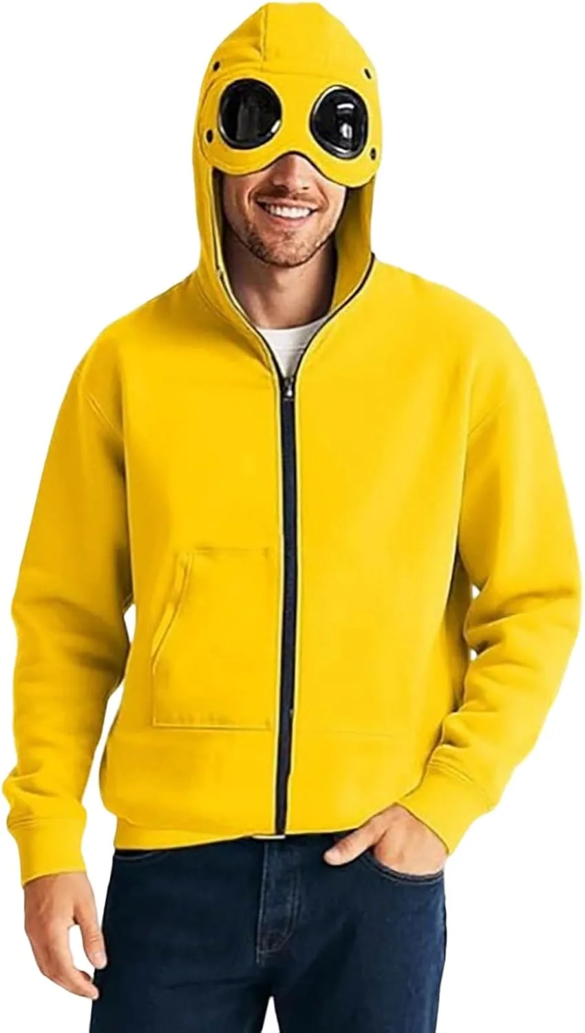 

Толстовка с капюшоном и маской для глаз | Зимняя куртка мужская, свободный крой