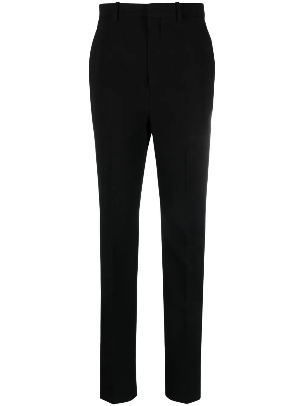 Прямые шерстяные брюки Saint Laurent, черный