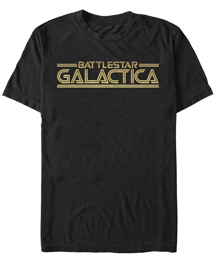 

Мужская футболка Battlestar Galactica с коротким рукавом и золотым логотипом в стиле ретро Fifth Sun, черный