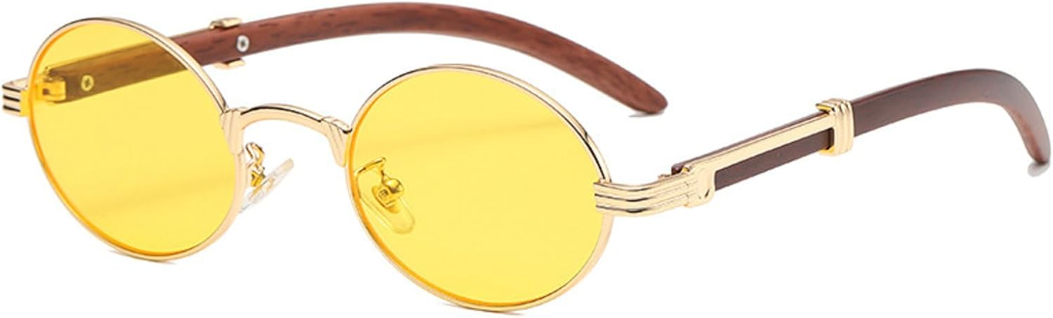 

Солнцезащитные очки в стиле панк, маленькие овальные, 2024 год, для женщин и мужчин, с металлическим градиентом, синие, прозрачные, модные, популярные, деревянные mincl, Yellow