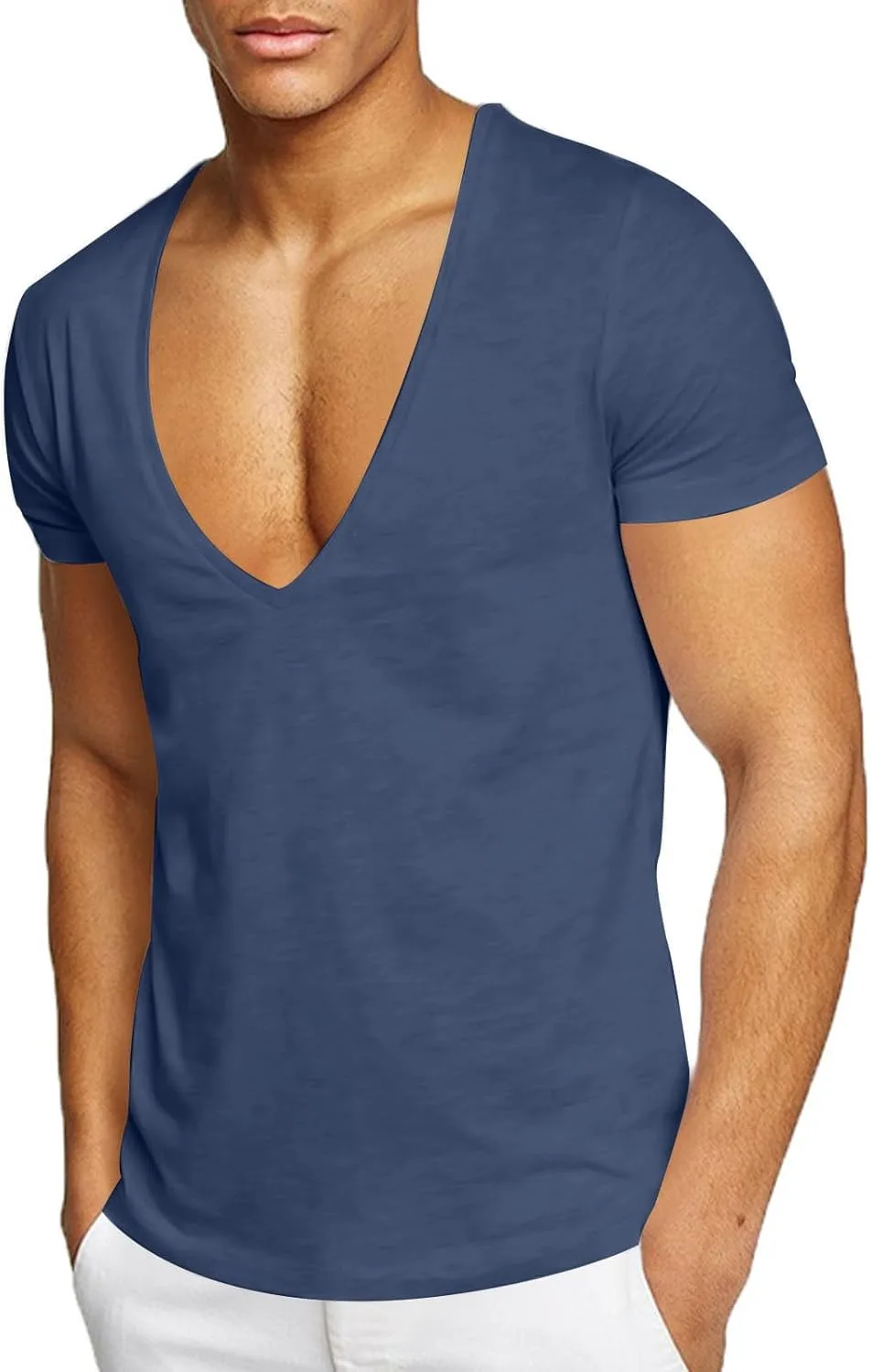 Мужская майка V-Neck Slim Fit Stretch для тренировок — фото 3