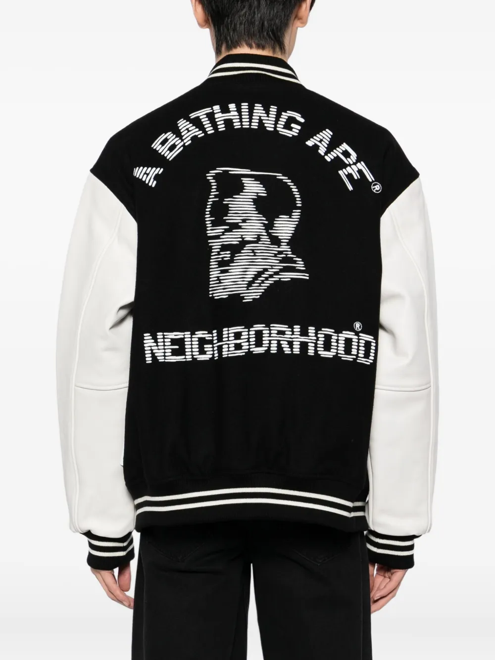 Бомбер с вышитым логотипом A BATHING APE, черный — фото 4