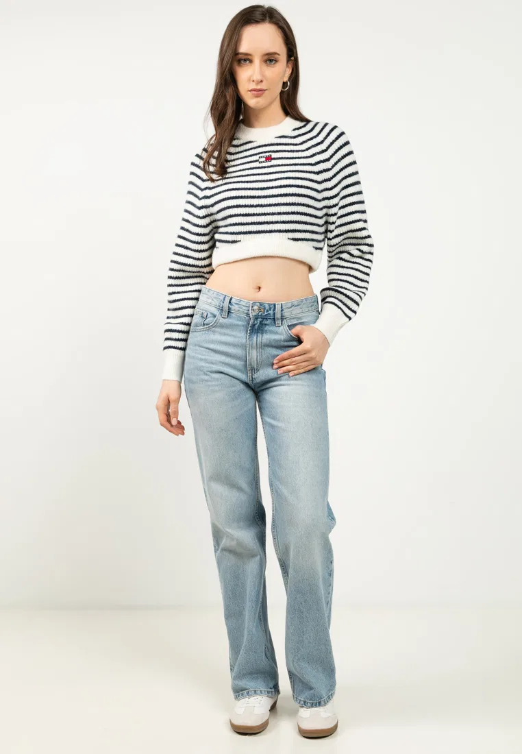 Джемпер, оверсайз, с шерстью, Tommy Jeans Tommy Hilfiger, кремовый — фото 4
