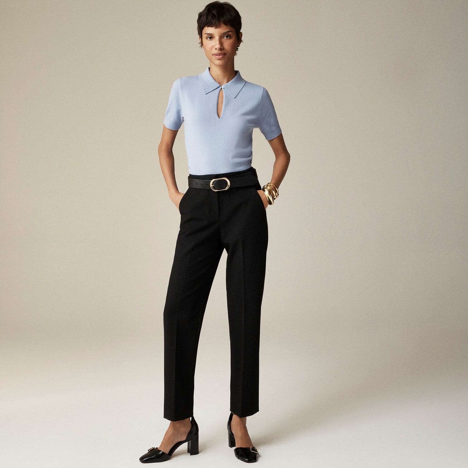 

Брюки прямого кроя Kate из смеси хлопка бистрейч J.Crew, черный