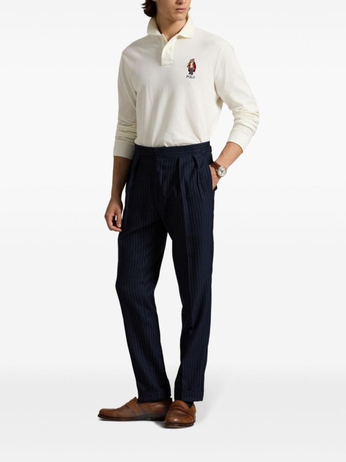 Вышитая рубашка поло Polo Ralph Lauren, нейтральный цвет — фото 2
