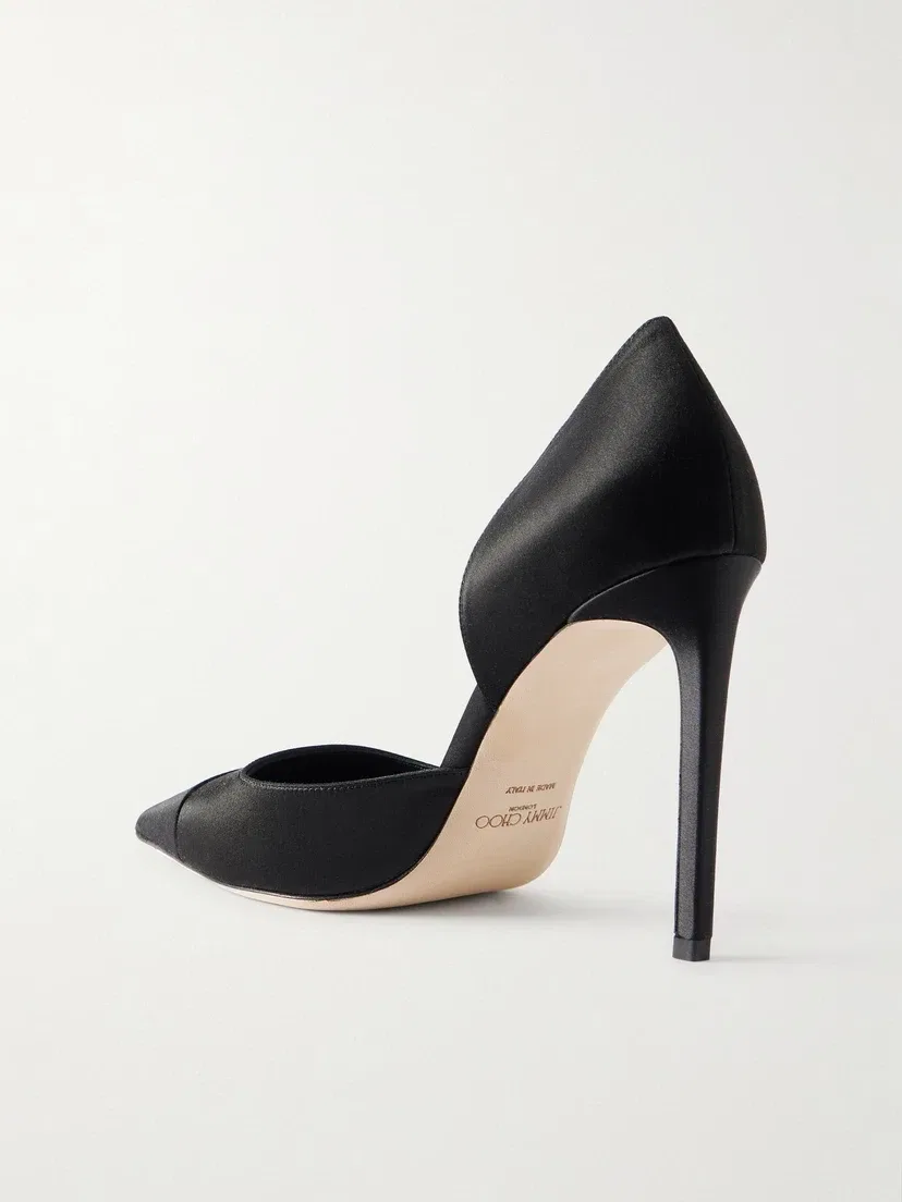 Атласные туфли-лодочки Брижит 100 JIMMY CHOO, черный — фото 3