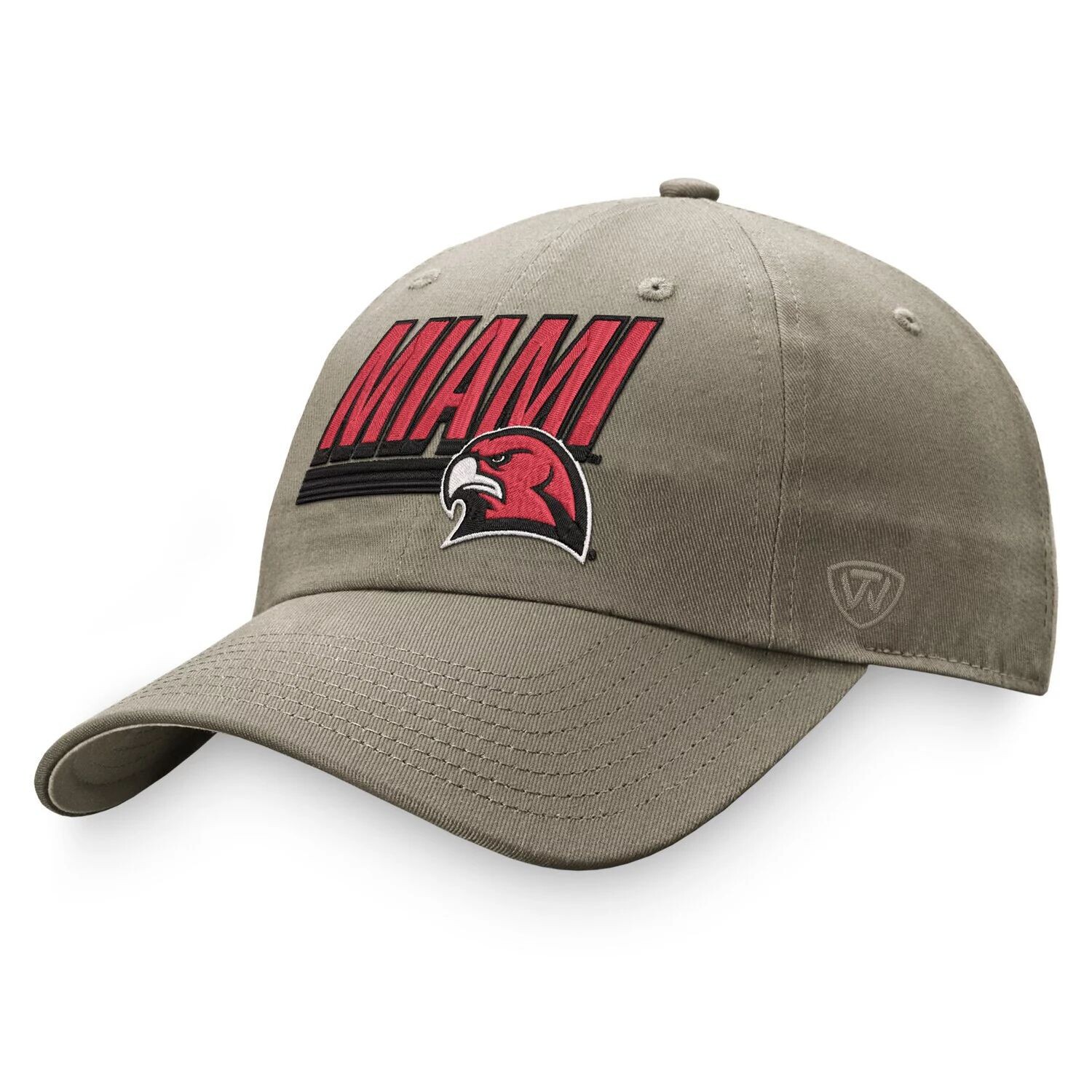 

Мужская регулируемая кепка Top of the World цвета хаки Miami University RedHawks Slice