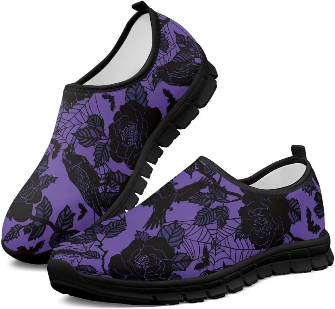 

Женские кроссовки широкого размера для бега по дороге, ультралегкие теннисные кроссовки для тренажерного зала, тренировок и ходьбы Chririnla, Gothic Floral Raven