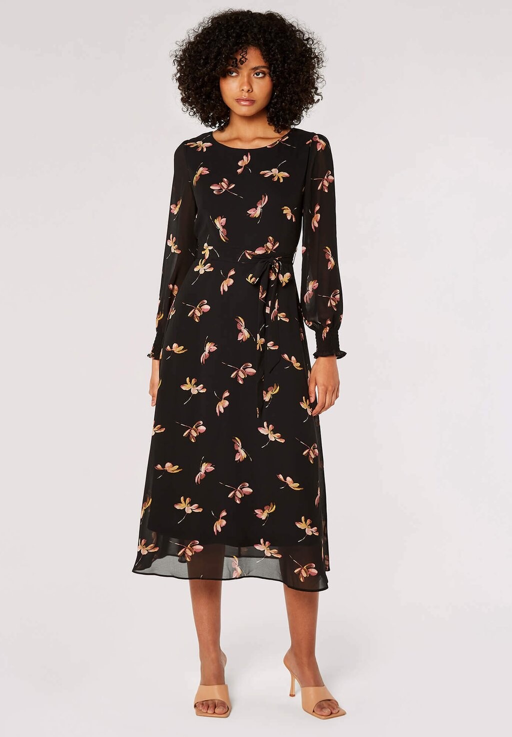 

Дневное платье FLORAL Apricot, черный