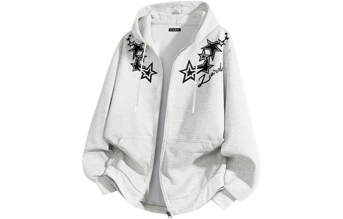

Толстовка Unisex Hooded Moderate Cardigan ZIAREL, белый heather серый