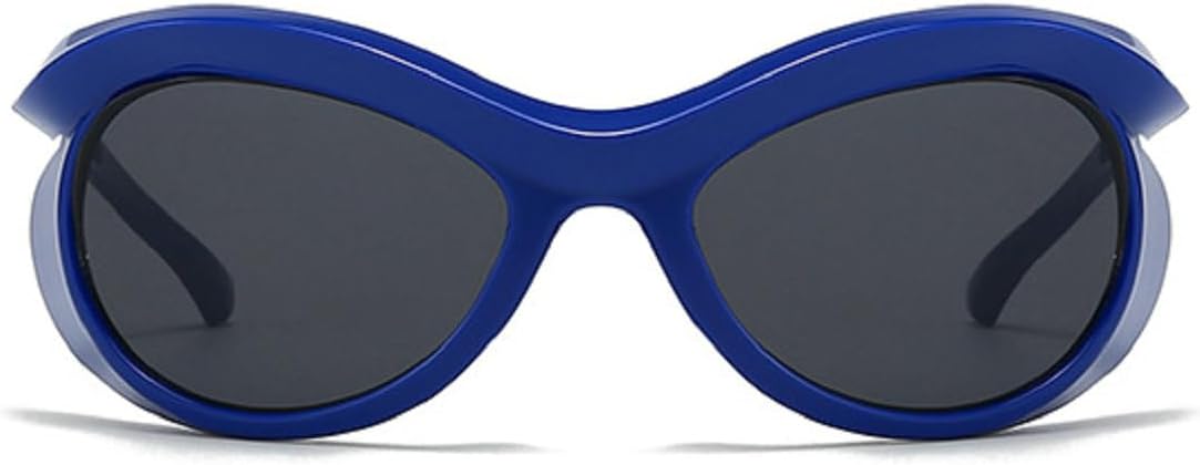 

Футуристические солнцезащитные очки обтекаемой формы с большими изогнутыми линзами, защита от ультрафиолета UV400 (Y2K) для женщин и мужчин, модель LH245 Melrose, Blue