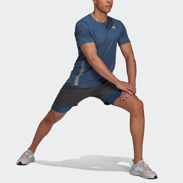 Футболка premium tee m reflective running sports short sleeve blue Adidas, синий — фото 4