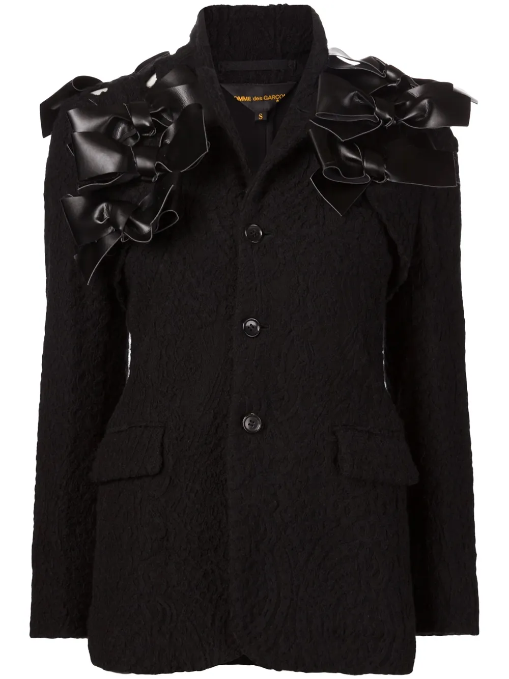 

Пиджак с бантами из искусственной кожи Comme Des Garcons, черный
