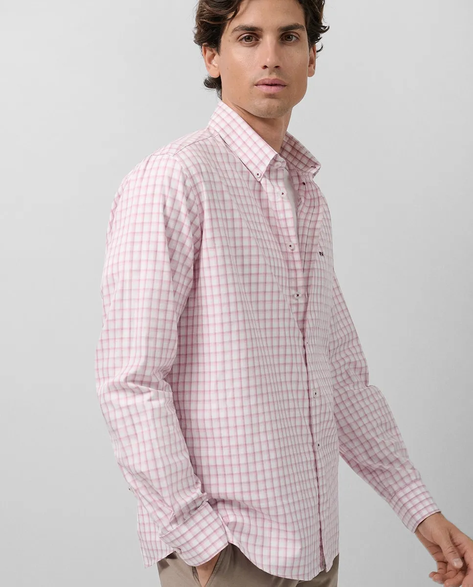 

Мужская спортивная рубашка прямого кроя в клетку Roberto Verino, фуксия