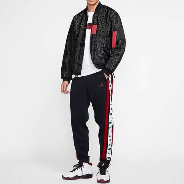 Спортивные штаны Air Jordan Logo Splicing Fleece Lined Stay Warm Bundle Feet Sweatpants Winter Men's Black, черный — фото 4