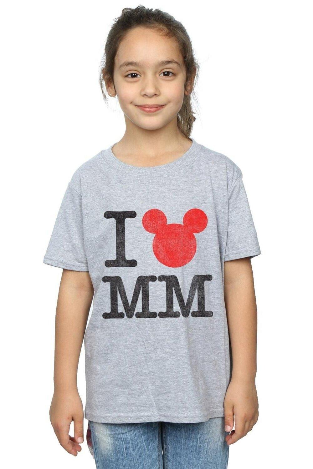 

Хлопковая футболка с Микки Маусом «Я люблю Микки» Disney, серый