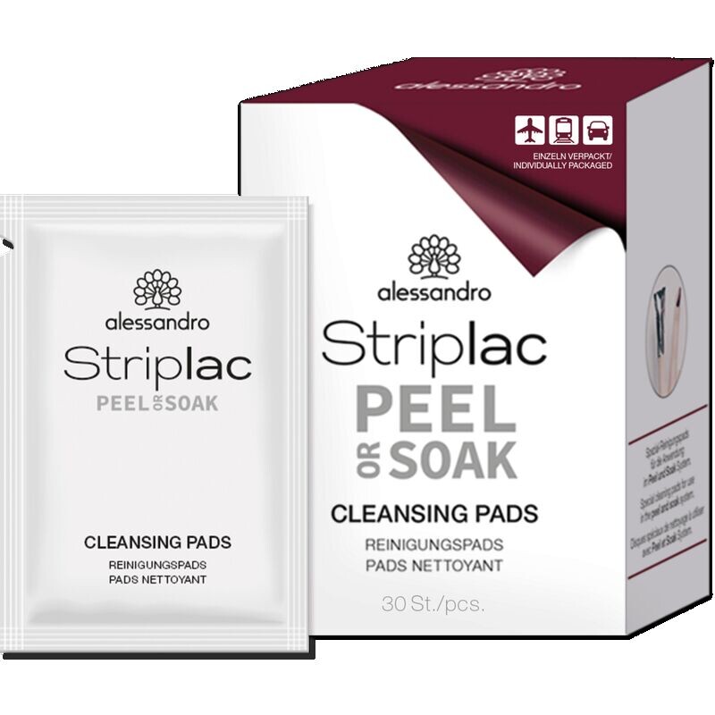 

Набор чистящих салфеток STRIPLAC PEEL OR SOAK - VEGAN Alessandro, 30 шт.