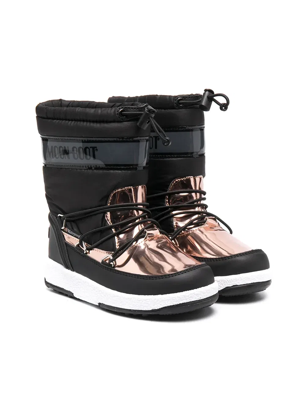 Зимние сапоги с эффектом металлик Moon Boot Kids, черный