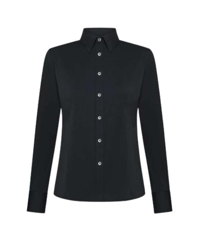 

Рубашка из эластичной ткани Оксфорд с перламутровыми пуговицами Rrd, черный
