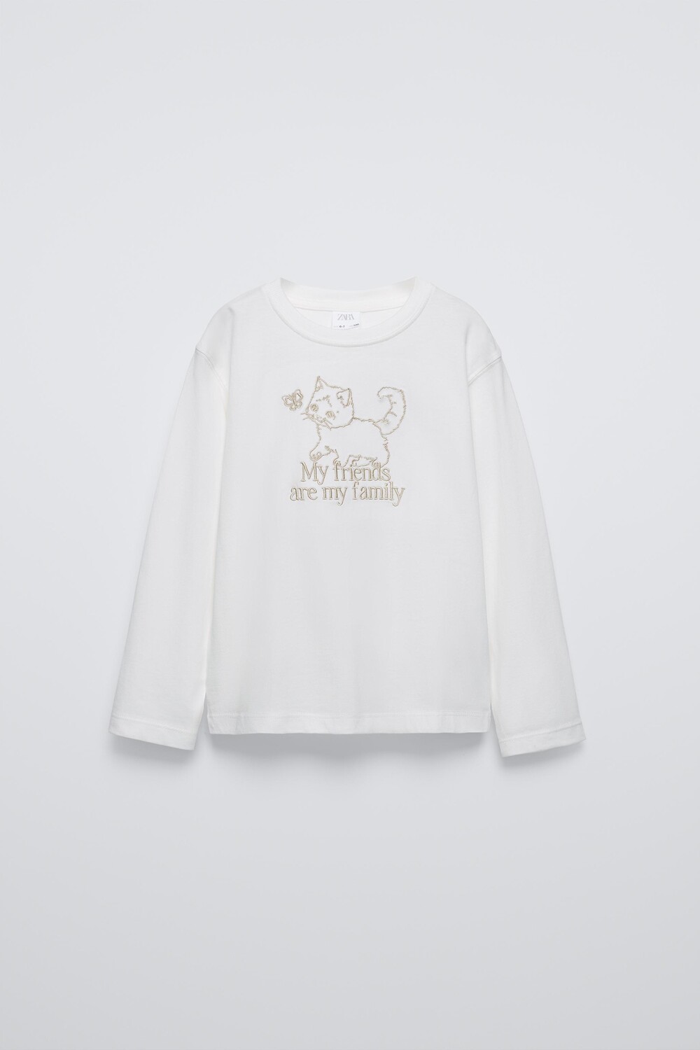 

Вышитая футболка ZARA, экрю