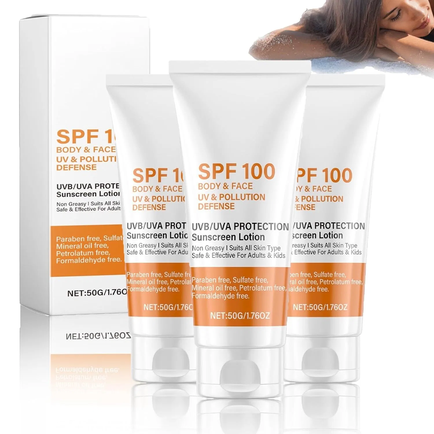 Солнцезащитный крем для лица и тела SPF 100, 50 г Generisch, 3Pc