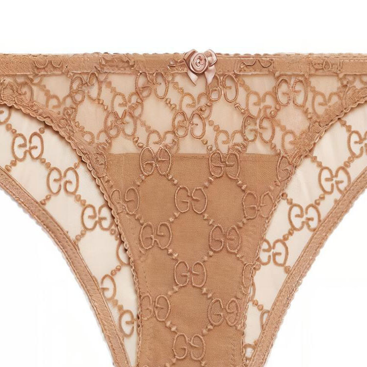 Женские трусы Gucci классическая модель, элегантный дизайн, бежевый — фото 3