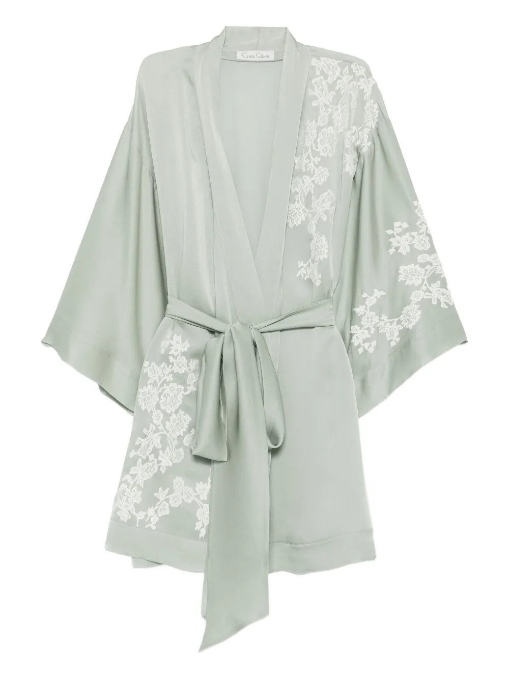 

Халат с кружевом Carine Gilson, зеленый