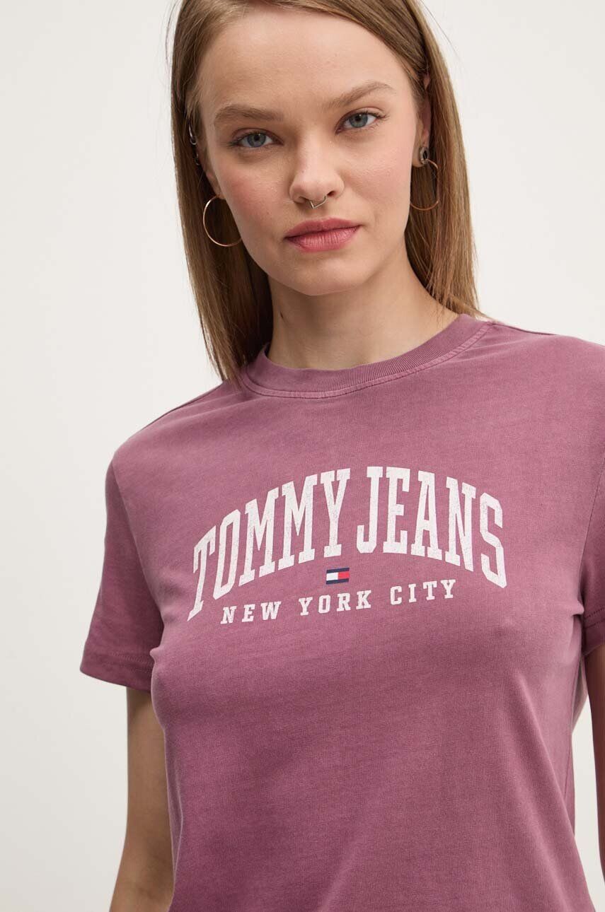 

Хлопковая футболка Tommy Jeans, розовый