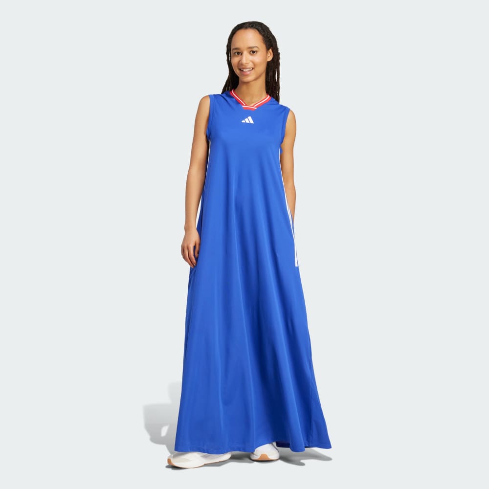 

Платье Adidas Tiro Cut 3-Stripes Soft Mesh Long Dress, цвет Semi Lucid Blue/White/Pure Ruby