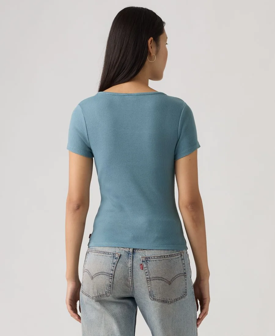 Женская базовая футболка с квадратным вырезом Levi's, garment dye fa191913 provincial синий — фото 4