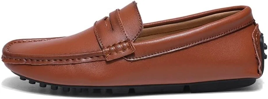 Лоферы кожаные мужские классические на плоском каблуке, Brown — фото 2