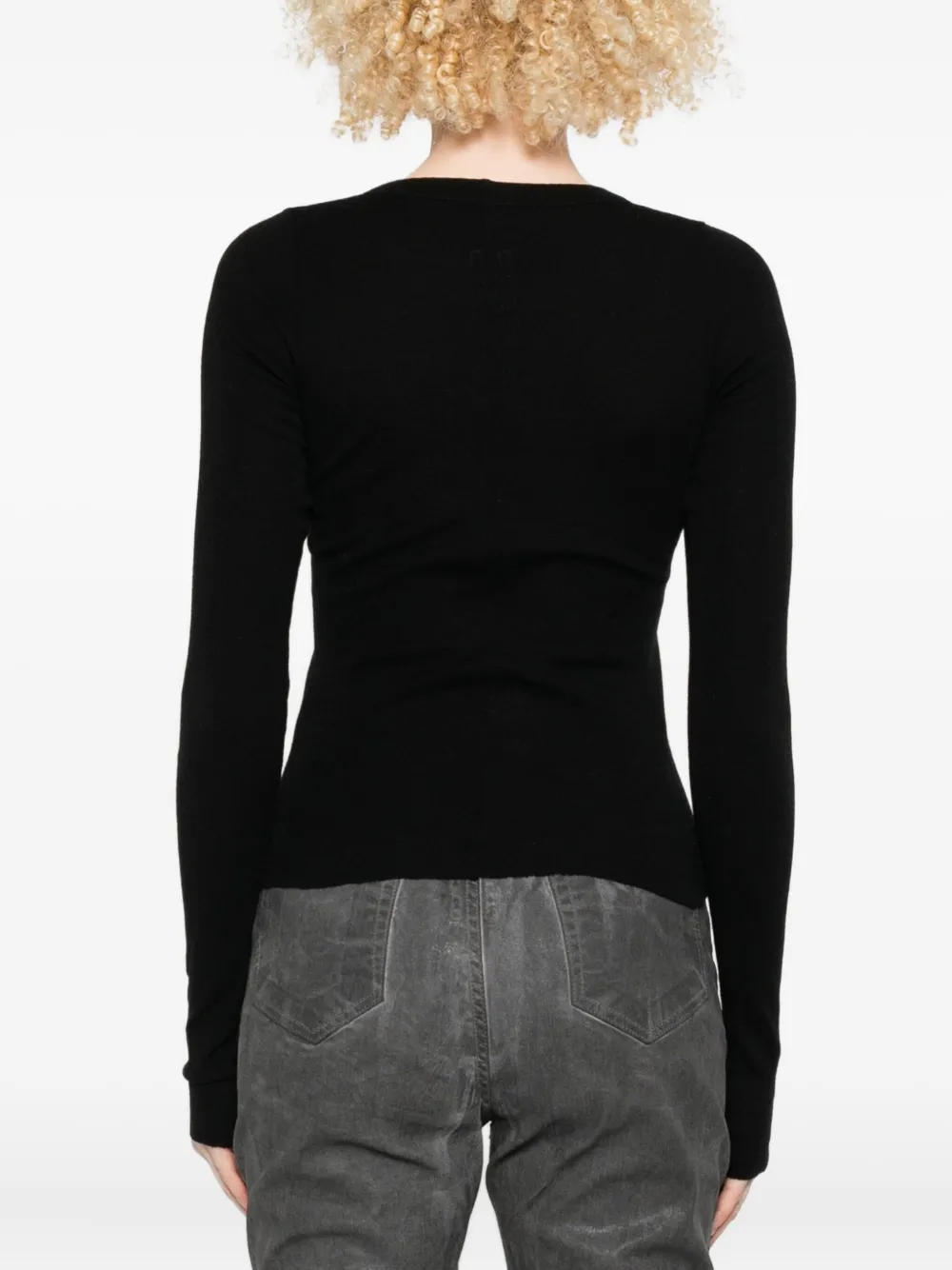 Топ с длинными рукавами и круглым вырезом Rick Owens, черный — фото 4