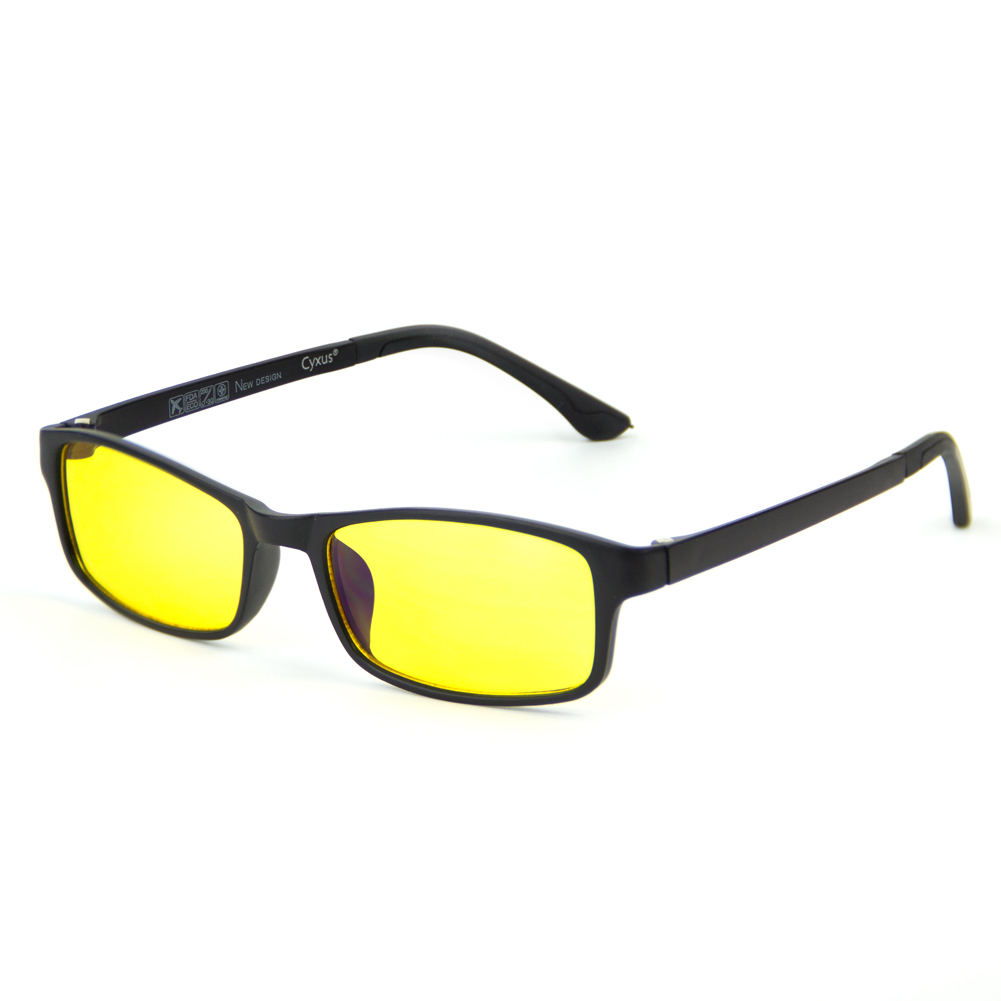 

CYXUS Квадратные очки в оправе TR90 из нержавеющей стали унисекс, Matte black frame + yellow lens Y02