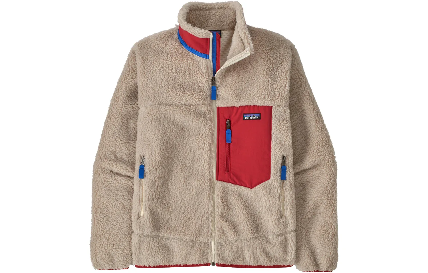 Куртка с контрастными карманами из искусственной овчины Patagonia, Natural Touring Red/NLTO