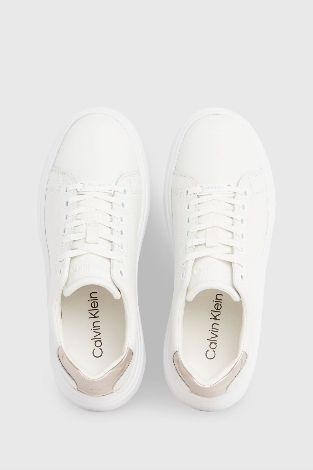 Кожаные кроссовки Cupsole на шнуровке Calvin Klein, белый — фото 2