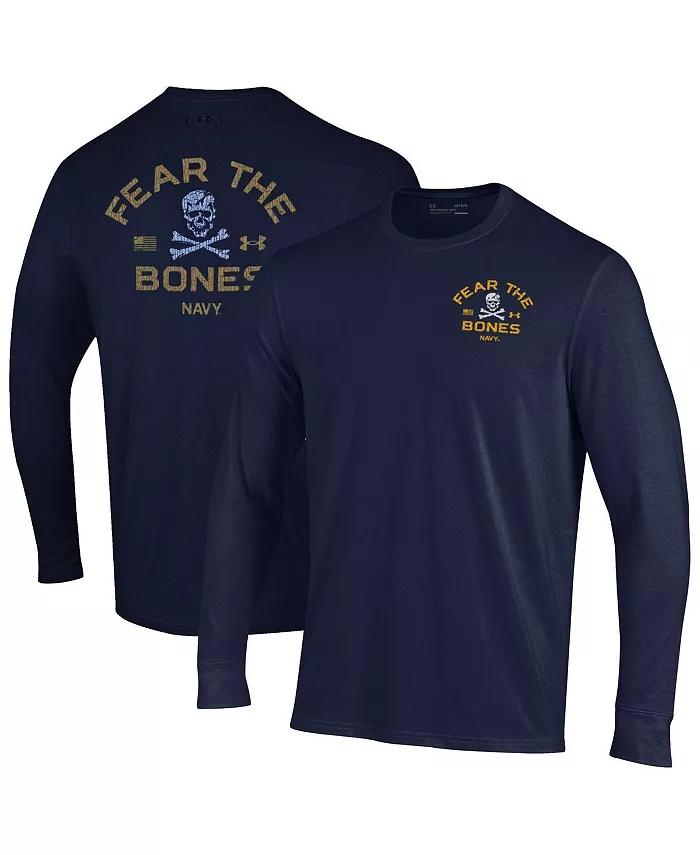 

Мужская футболка с длинным рукавом Navy Midshipmen Distressed Jolly Rogers Performance Under Armour