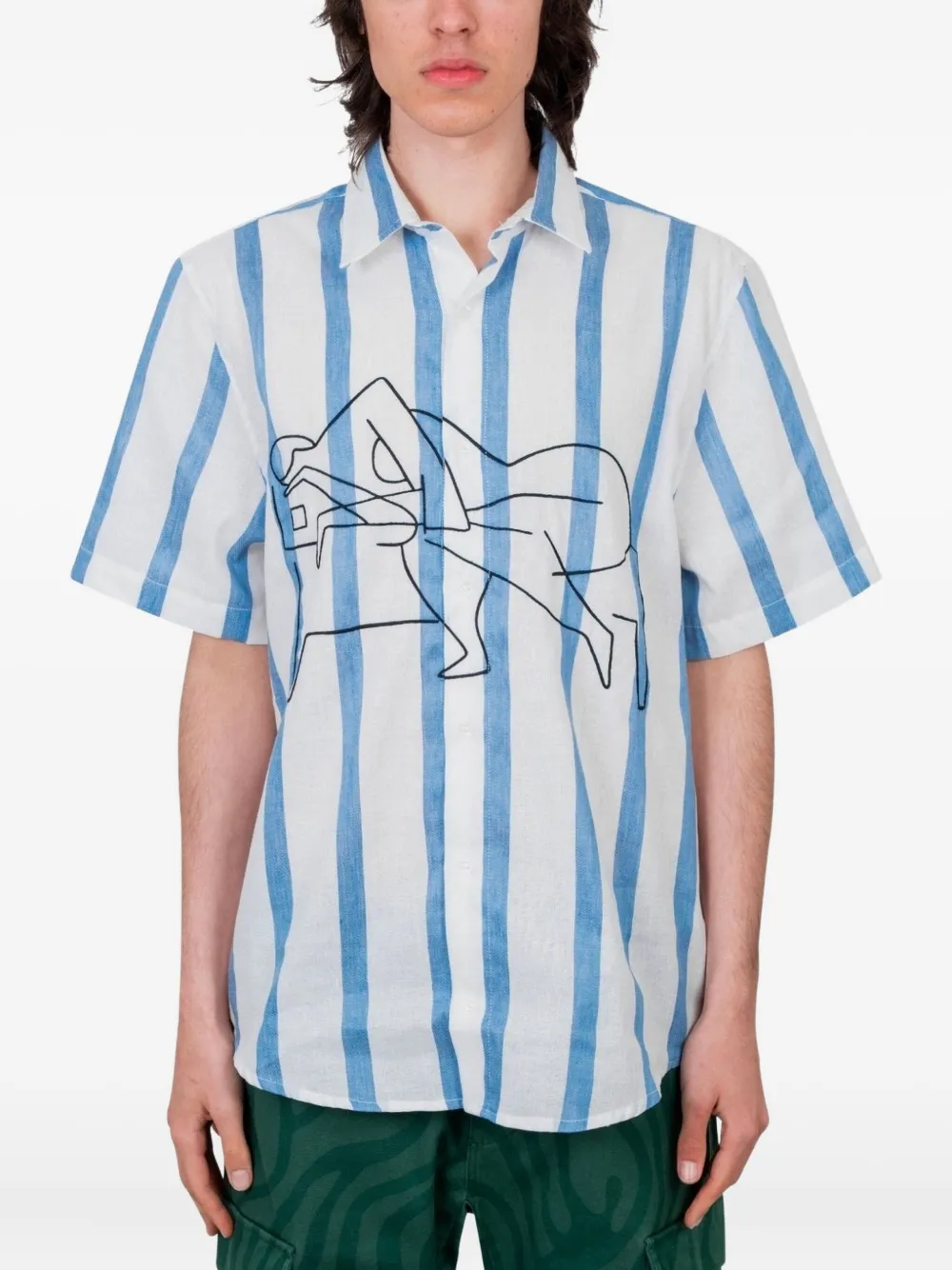 

Полосатая рубашка с короткими рукавами BY PARRA, белый