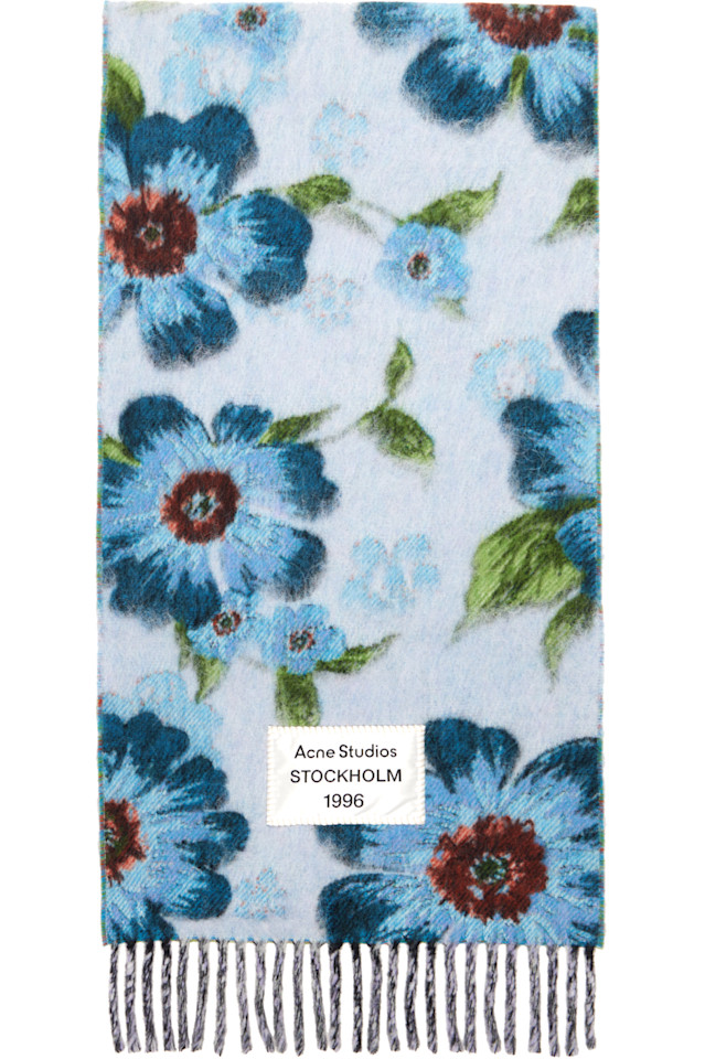 

Шерстяной шарф с бахромой Acne Studios, синий