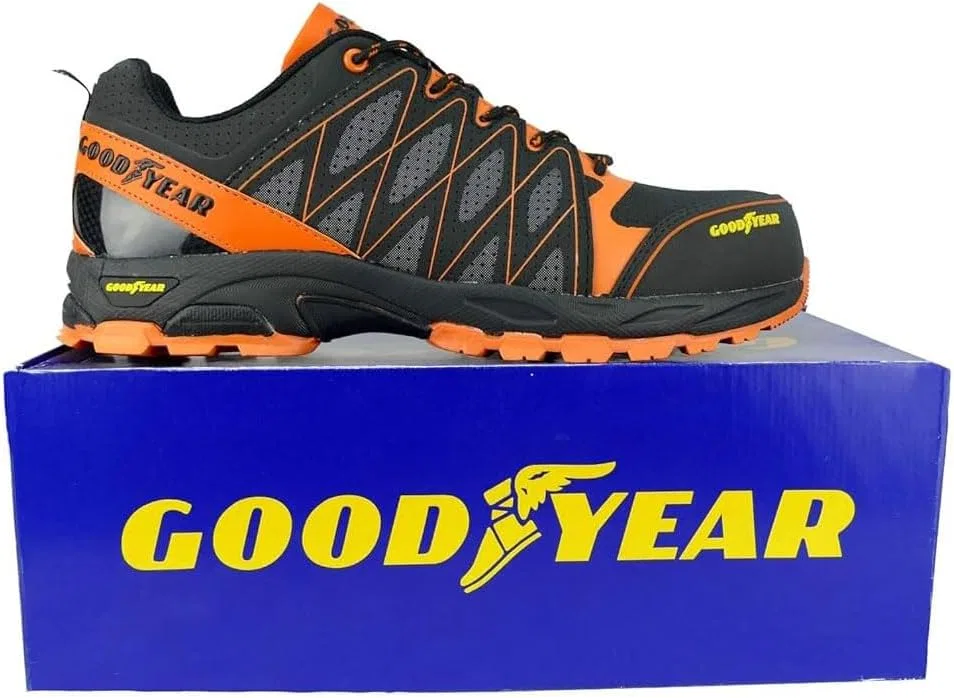Кроссовки Goodyear S1P SRA HRO Metal Free Work Safety Trainer for Men, 15363Wt Black Orange — фото 4