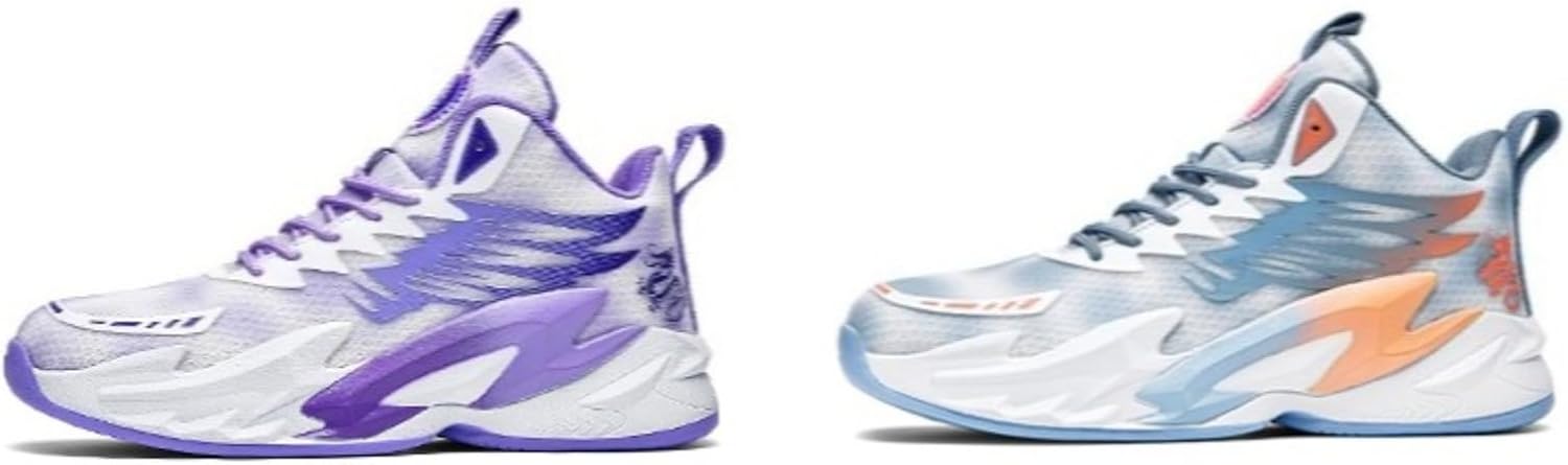 

Мужские модные кроссовки для баскетбола с дышащей сеткой, шнуровкой и высоким верхом, легкие, с нескользящей подошвой, для активного отдыха, тенниса, классического волейбола и бейсбола Qklmwes, пурпурный
