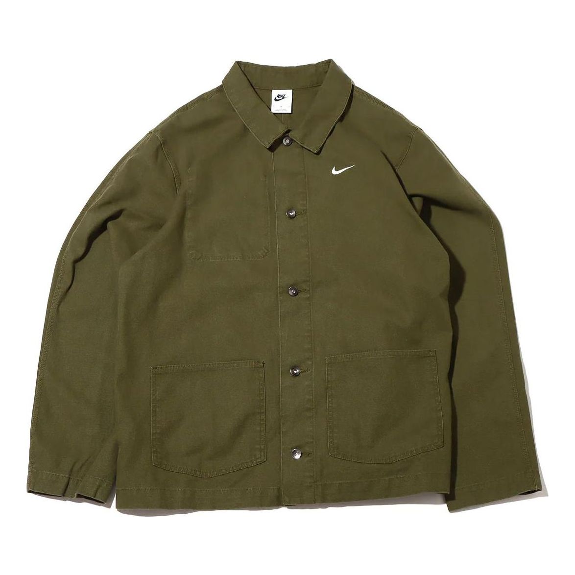 

Куртка Men's Nike Solid Color Logo Lapel Casual Long Sleeves Military Green Jacket DQ5185-326