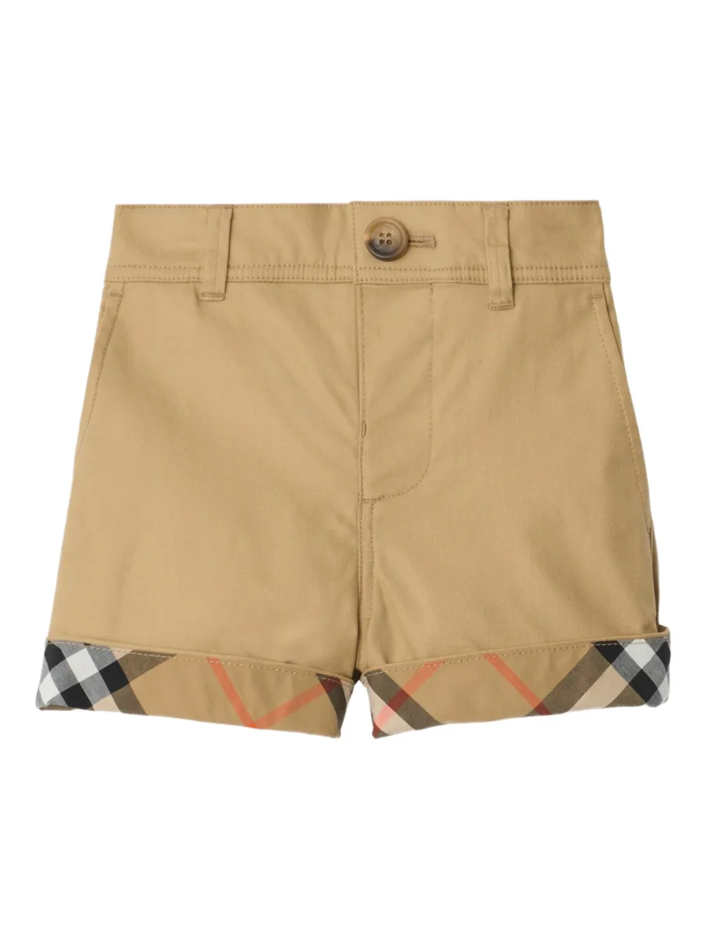 

Хлопковые шорты с отворотами Burberry Kids, бежевый