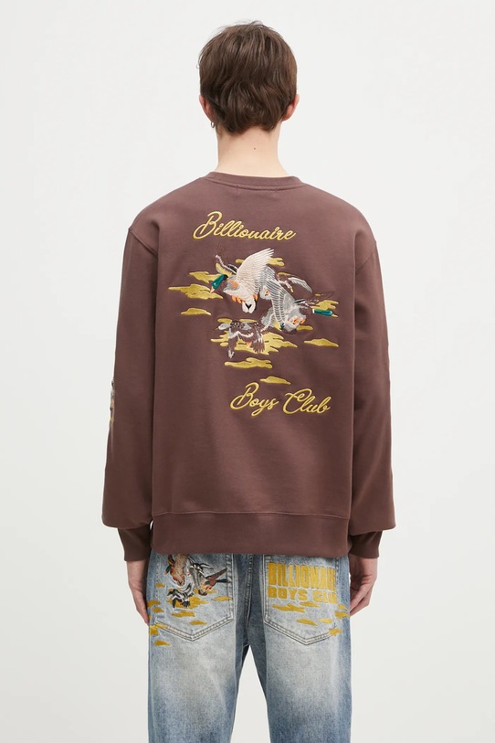 

Хлопковая толстовка с вышивкой утки (круглый вырез) Billionaire Boys Club, коричневый