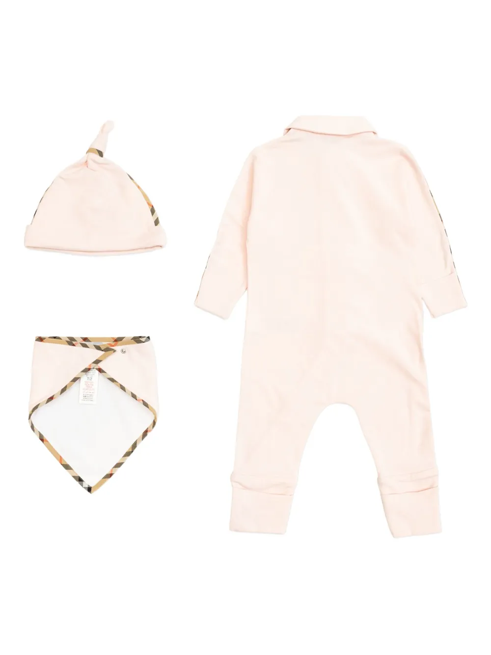 Комплект боди с клетчатым узором Burberry Kids, розовый — фото 2