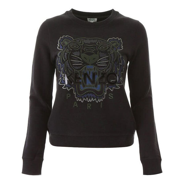 

Свитер cotton tiger head printing long sleeves pullover hoodie black Kenzo, черный