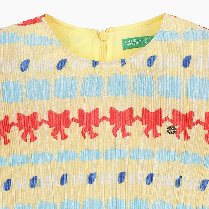 Детская блузка Bodre Pleats, жёлтая, от Benetton Kids — фото 3