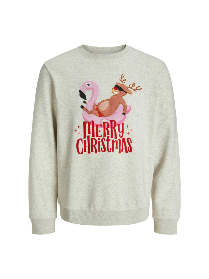 

Jack and Jones Свитшот JJCHRISTMAS с круглым вырезом, светло-серый