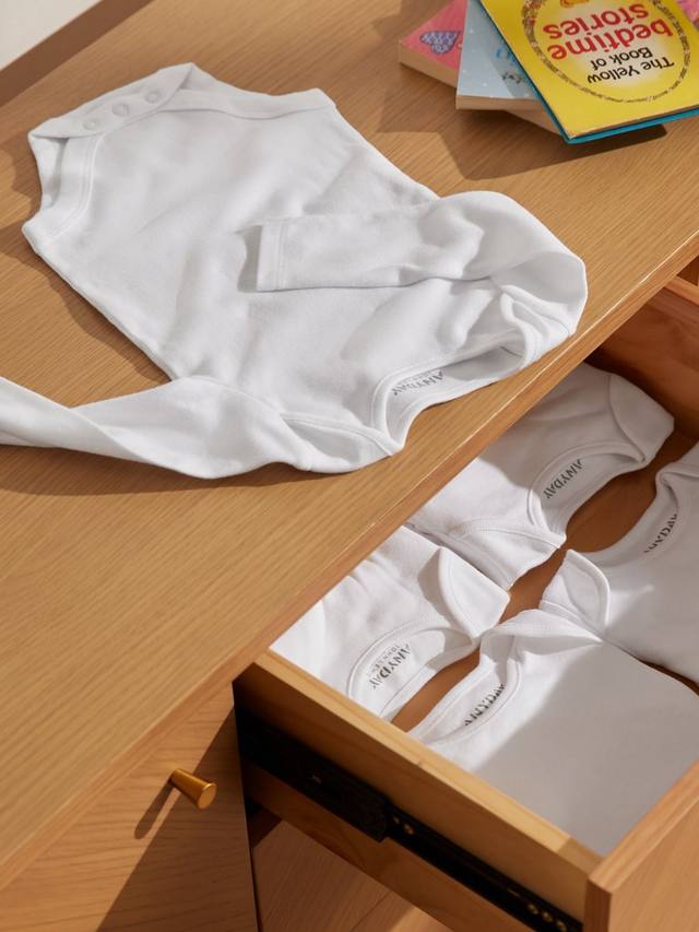 Повседневное детское хлопчатобумажное боди с длинным рукавом John Lewis, белый — фото 2
